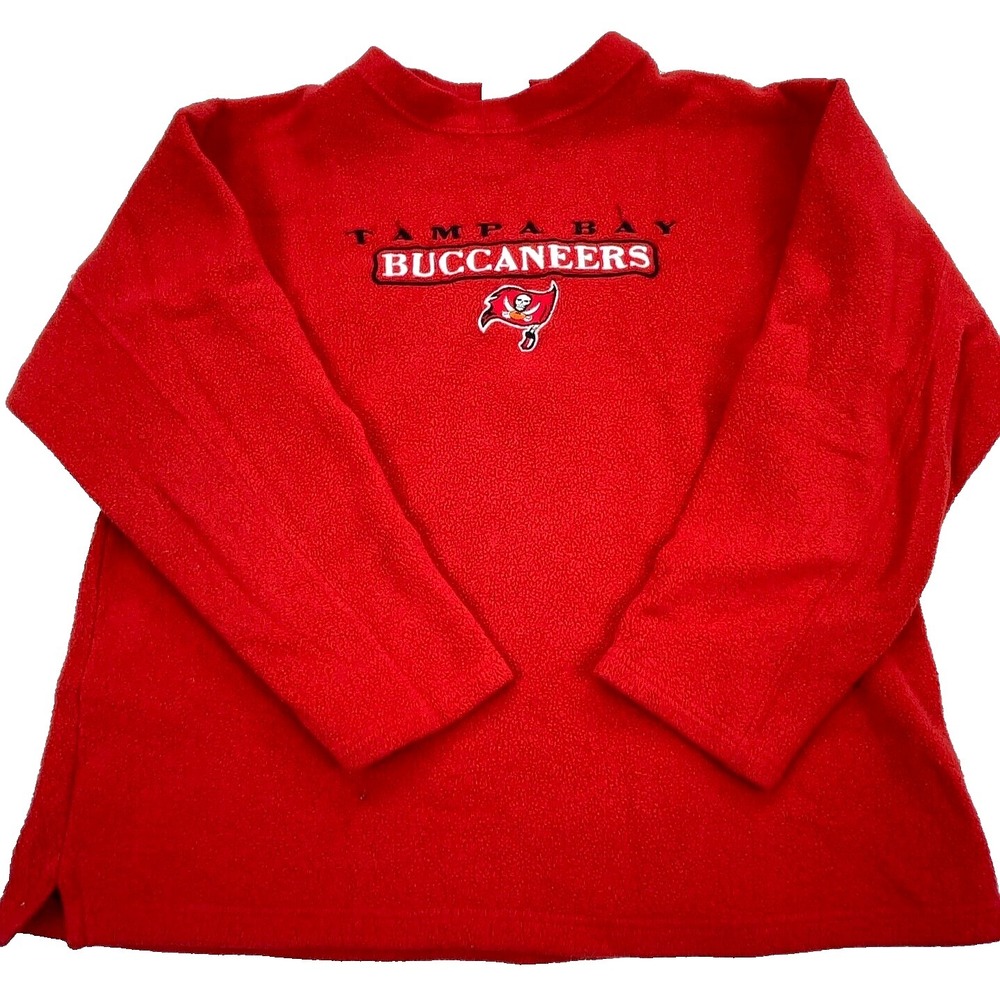 Vintage Tampa Bay Buccaneers Sweatshirt Men Medium Red Fleece Crew Neck Y2K 00s